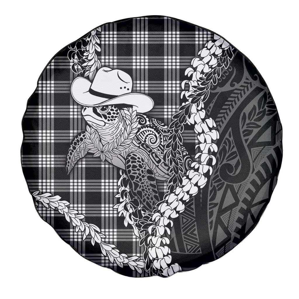 Black Hawaii Palaka Cowboy Turtle Spare Tire Cover Hawaiian Paniolo Puakenikeni Maile Lei