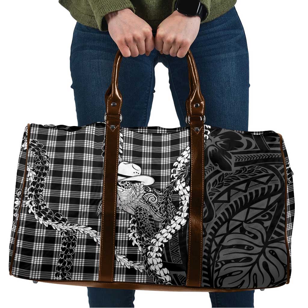 Black Hawaii Palaka Cowboy Turtle Travel Bag Hawaiian Paniolo Puakenikeni Maile Lei