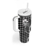 Black Hawaii Palaka Cowboy Turtle Tumbler With Handle Hawaiian Paniolo Puakenikeni Maile Lei