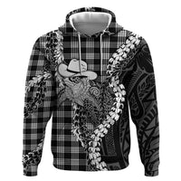 Black Hawaii Palaka Cowboy Turtle Zip Hoodie Hawaiian Paniolo Puakenikeni Maile Lei