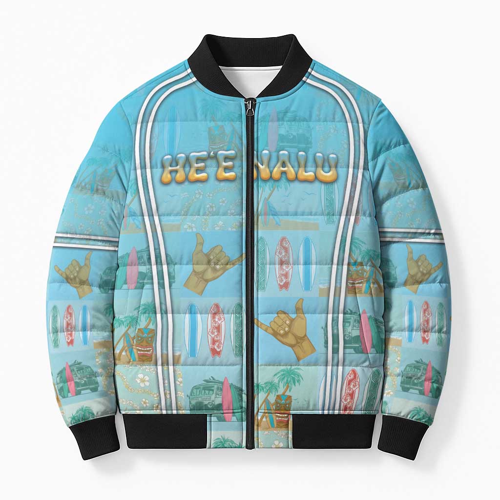 Custom Hawaii Surfing Bomber Puffer Jacket He'e Nalu