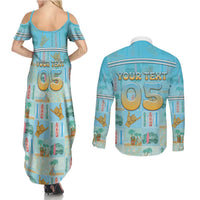 Custom Hawaii Surfing Couples Matching Summer Maxi Dress and Long Sleeve Button Shirt He'e Nalu