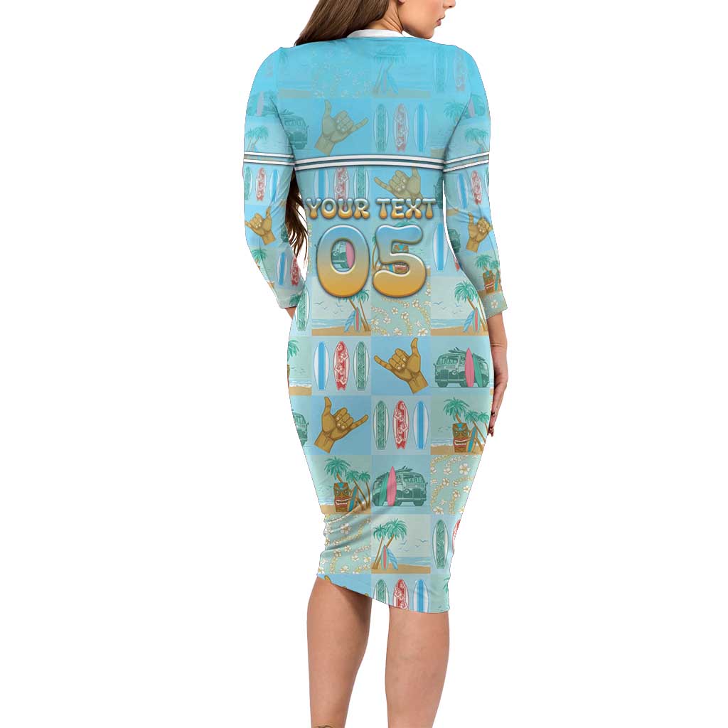 Custom Hawaii Surfing Family Matching Long Sleeve Bodycon Dress and Hawaiian Shirt He'e Nalu DT05 - Polynesian Pride