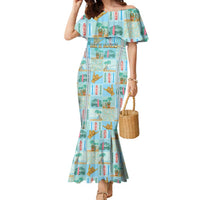 Custom Hawaii Surfing Family Matching Mermaid Dress and Hawaiian Shirt He'e Nalu