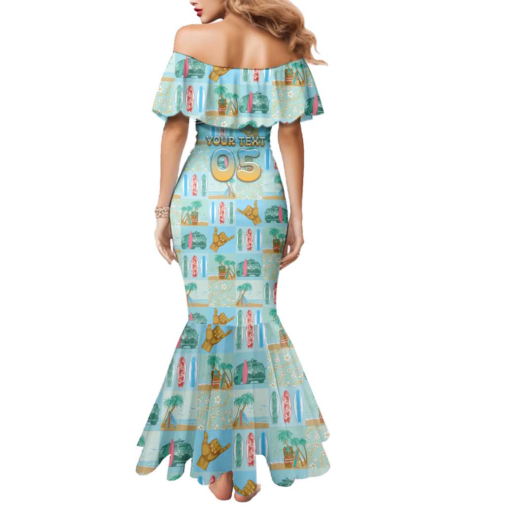 Custom Hawaii Surfing Family Matching Mermaid Dress and Hawaiian Shirt He'e Nalu