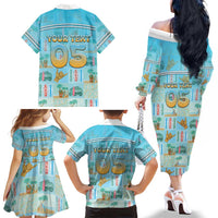 Custom Hawaii Surfing Family Matching Off The Shoulder Long Sleeve Dress and Hawaiian Shirt He'e Nalu DT05 - Polynesian Pride