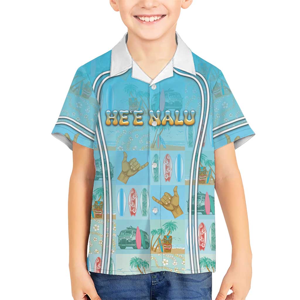 Custom Hawaii Surfing Family Matching Off Shoulder Short Dress and Hawaiian Shirt He'e Nalu