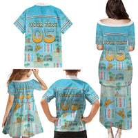 Custom Hawaii Surfing Family Matching Puletasi and Hawaiian Shirt He'e Nalu