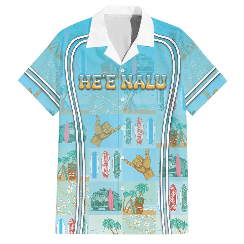Custom Hawaii Surfing Family Matching Short Sleeve Bodycon Dress and Hawaiian Shirt He'e Nalu DT05 Dad's Shirt - Short Sleeve Blue - Polynesian Pride