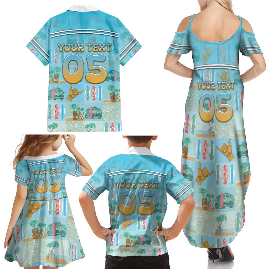 Custom Hawaii Surfing Family Matching Summer Maxi Dress and Hawaiian Shirt He'e Nalu