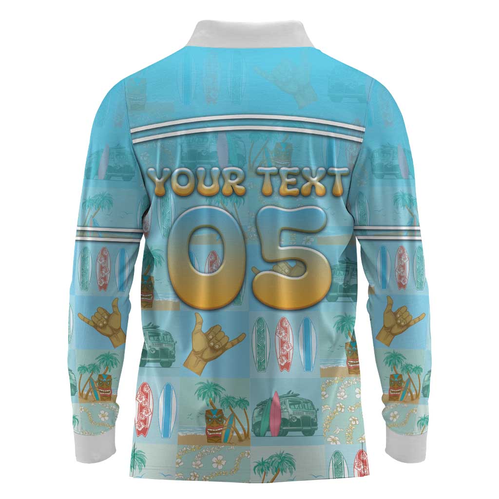 Custom Hawaii Surfing Long Sleeve Polo Shirt He'e Nalu