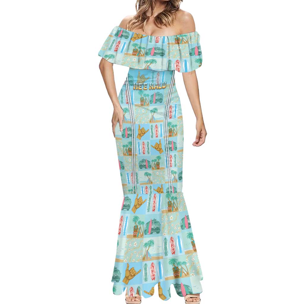 Custom Hawaii Surfing Mermaid Dress He'e Nalu