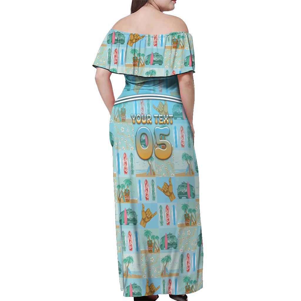 Custom Hawaii Surfing Off Shoulder Maxi Dress He'e Nalu