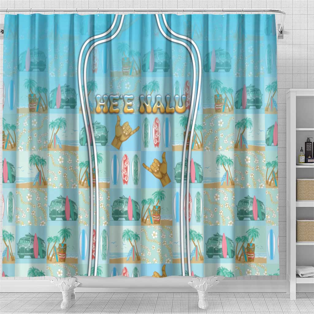 Hawaii Surfing Shower Curtain He'e Nalu