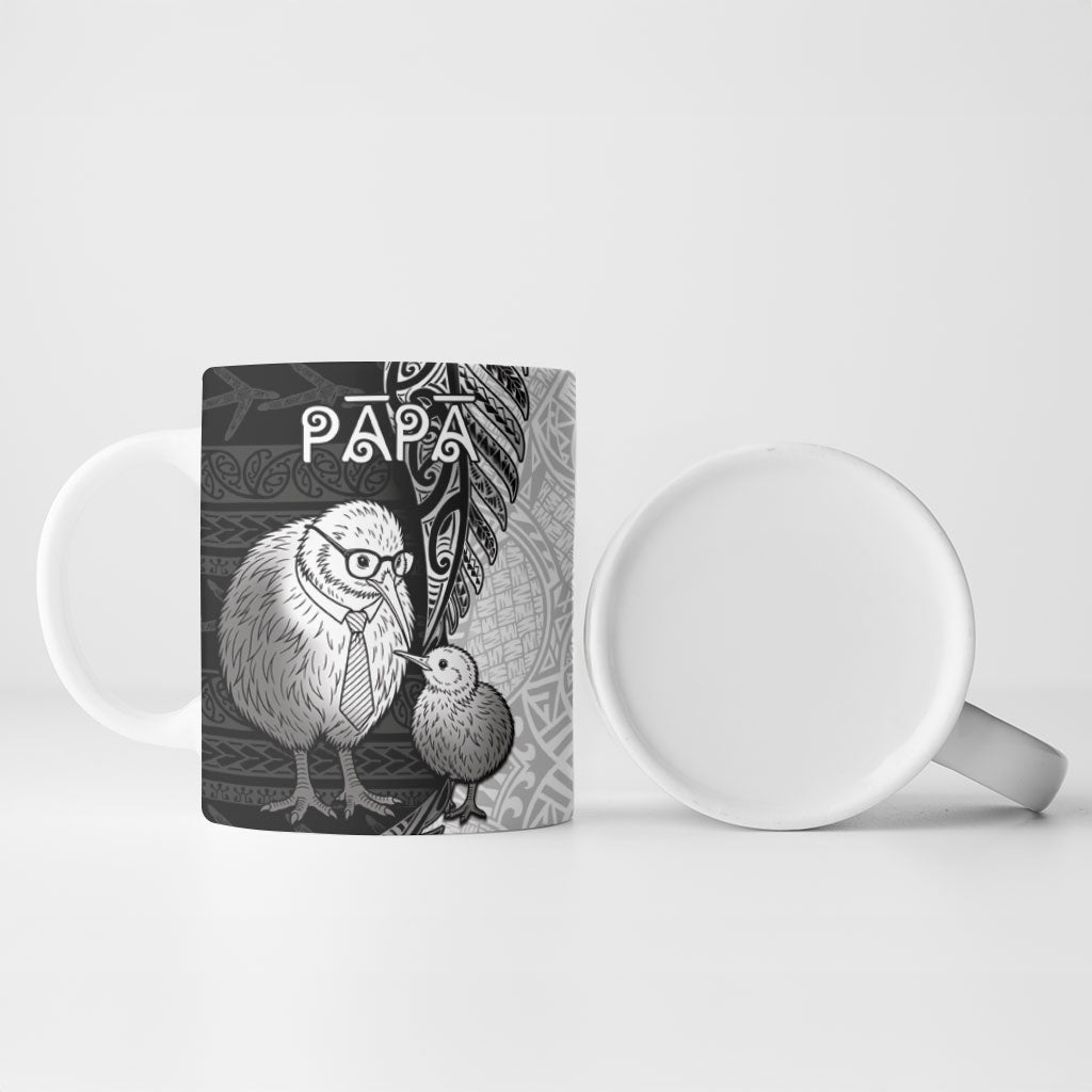 Personalised New Zealand Father's Day Ceramic Mug Papa Kiwi Bird Tribal Pattern DT05 - Polynesian Pride