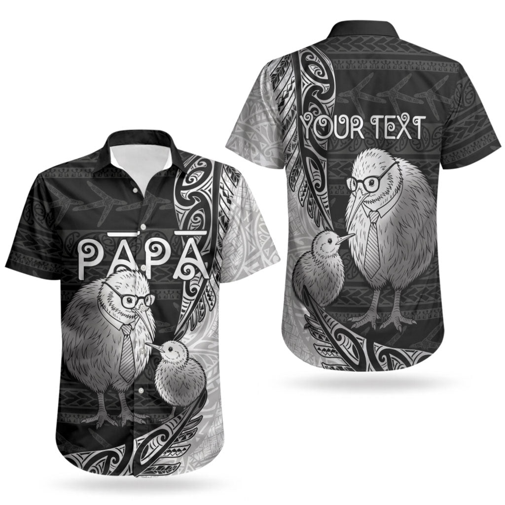 Personalised New Zealand Father's Day Couples Matching Tank Maxi Dress and Hawaiian Shirt Papa Kiwi Bird Tribal Pattern DT05 - Polynesian Pride