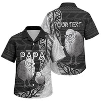 Personalised New Zealand Father's Day Family Matching Tank Maxi Dress and Hawaiian Shirt Papa Kiwi Bird Tribal Pattern DT05 Son's Shirt Black - Polynesian Pride