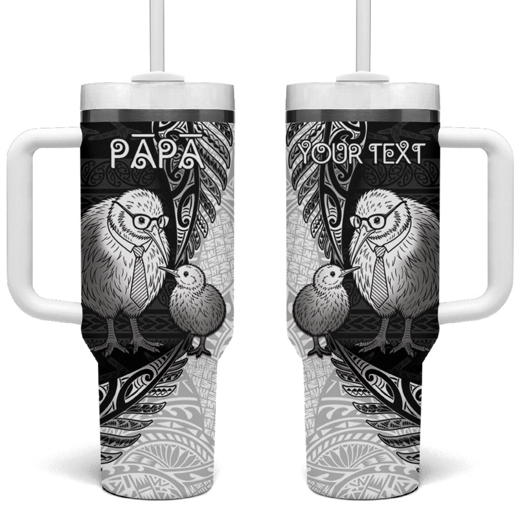 Personalised New Zealand Father's Day Tumbler With Handle Papa Kiwi Bird Tribal Pattern