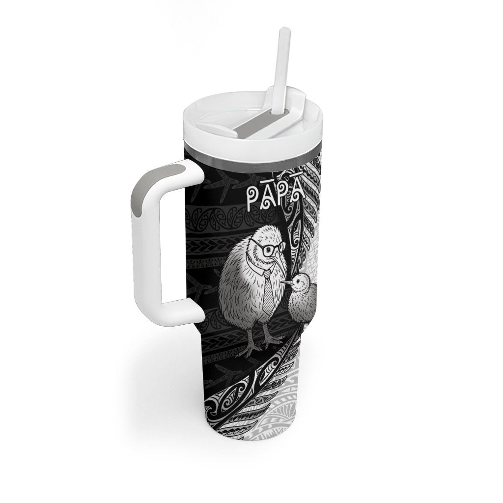 Personalised New Zealand Father's Day Tumbler With Handle Papa Kiwi Bird Tribal Pattern DT05 - Polynesian Pride