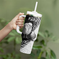 Personalised New Zealand Father's Day Tumbler With Handle Papa Kiwi Bird Tribal Pattern DT05 - Polynesian Pride