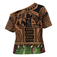 Polynesia Maui Tattoo Inspired Cross Shoulder Shirt Tropical Leaf Skirt Costume DT05 - Polynesian Pride