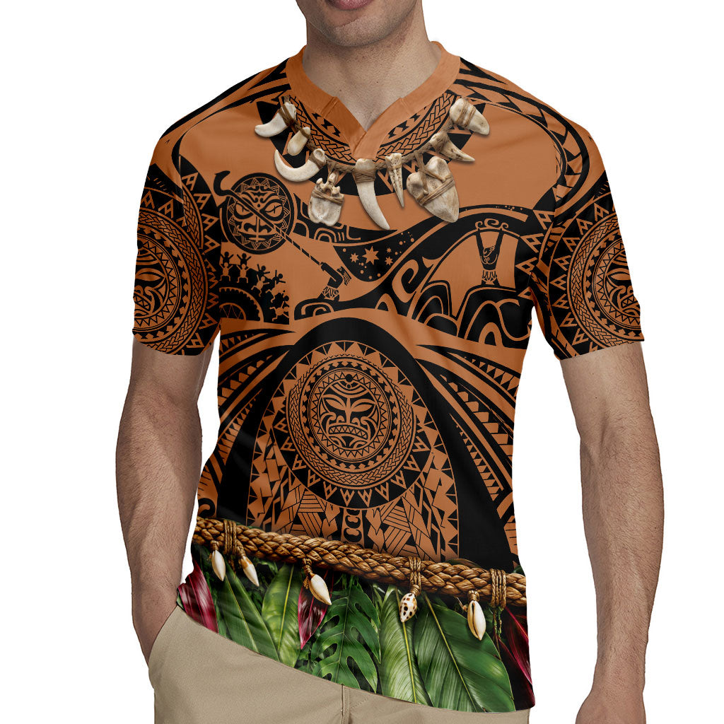 Polynesia Maui Tattoo Inspired Rugby Jersey Tropical Leaf Skirt Costume DT05 - Polynesian Pride