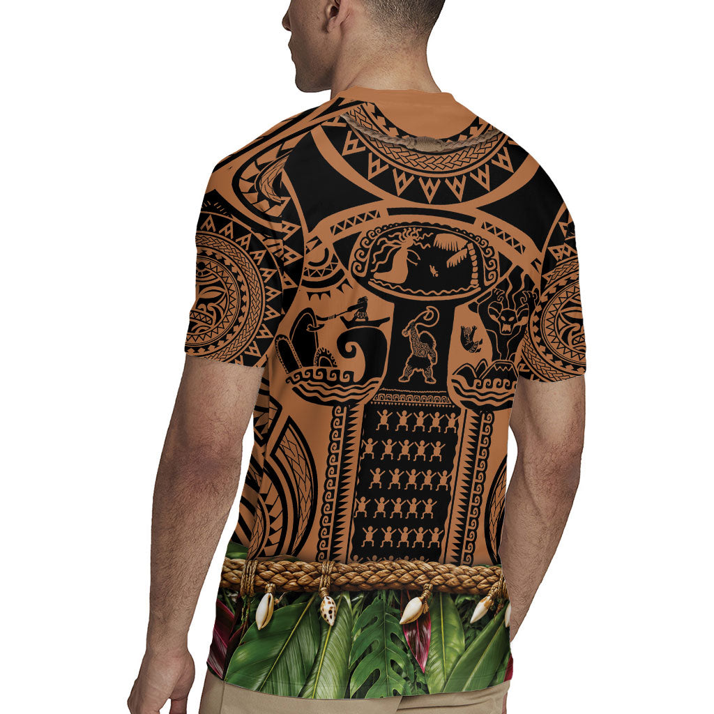 Polynesia Maui Tattoo Inspired Rugby Jersey Tropical Leaf Skirt Costume DT05 - Polynesian Pride