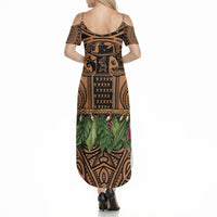 Polynesia Maui Tattoo Inspired Summer Maxi Dress Tropical Leaf Skirt Costume DT05 - Polynesian Pride