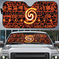 Polynesia Lava Monster Cosplay Auto Sun Shade Fiery Glowing Volcano Crack Pattern DT05 Red - Polynesian Pride