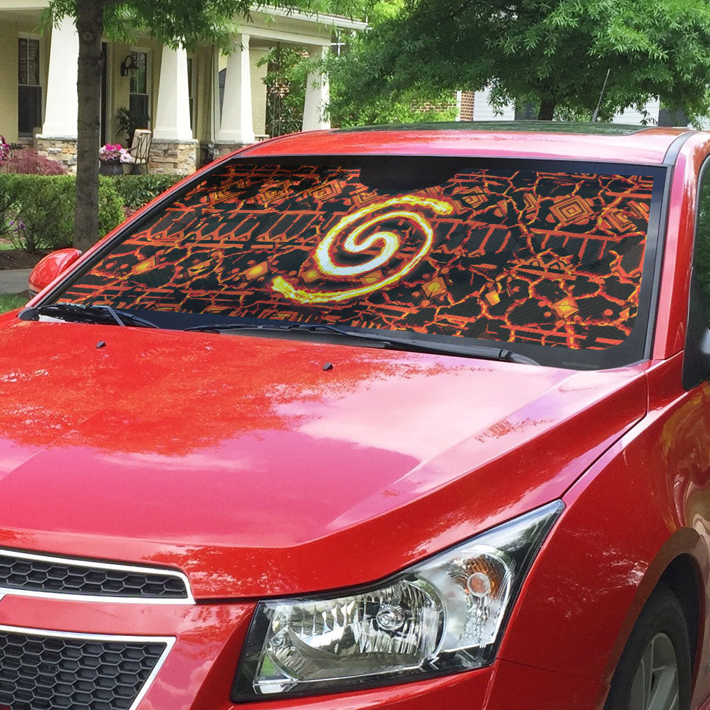 Polynesia Lava Monster Cosplay Auto Sun Shade Fiery Glowing Volcano Crack Pattern DT05 - Polynesian Pride