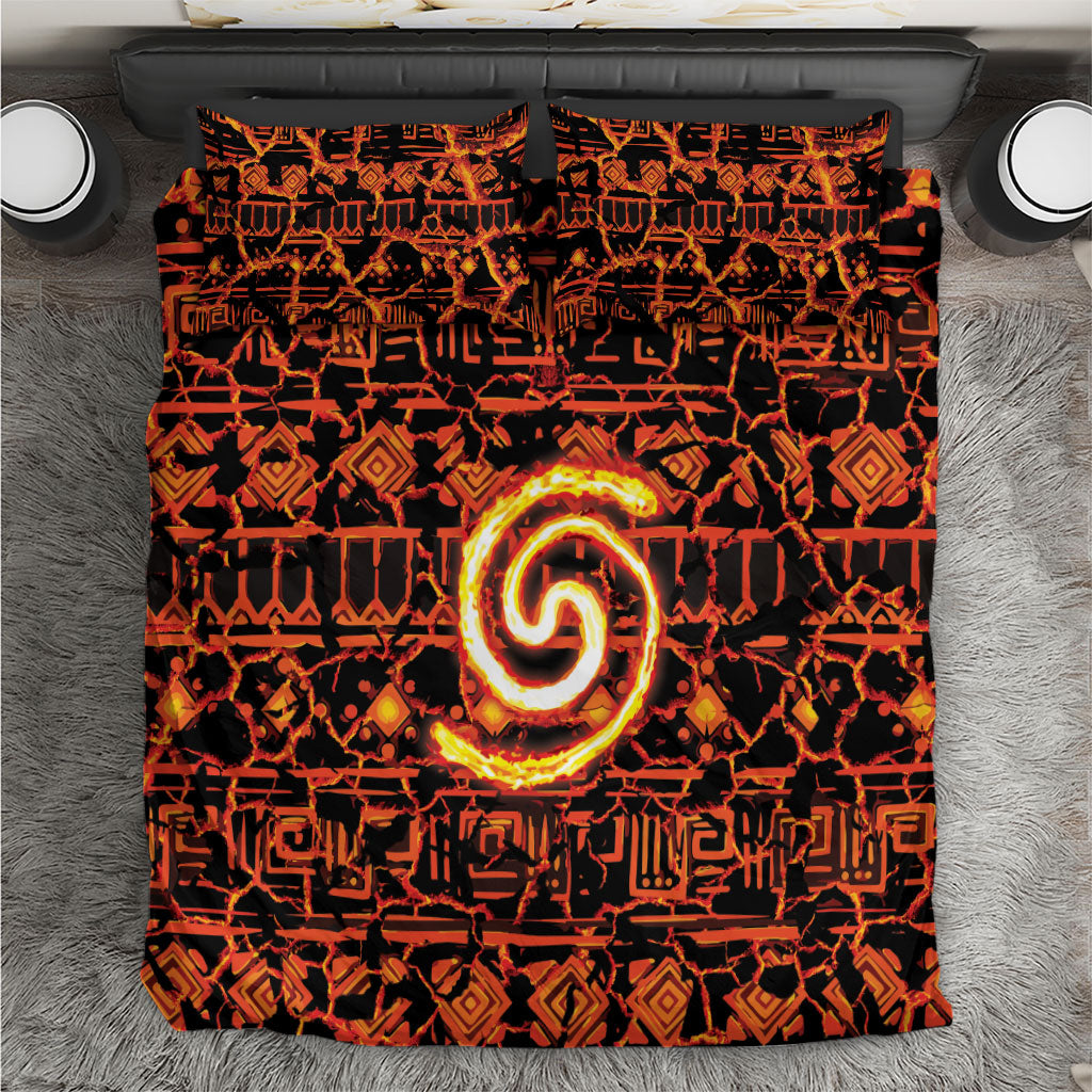 Polynesia Lava Monster Cosplay Bedding Set Fiery Glowing Volcano Crack Pattern DT05 Red - Polynesian Pride