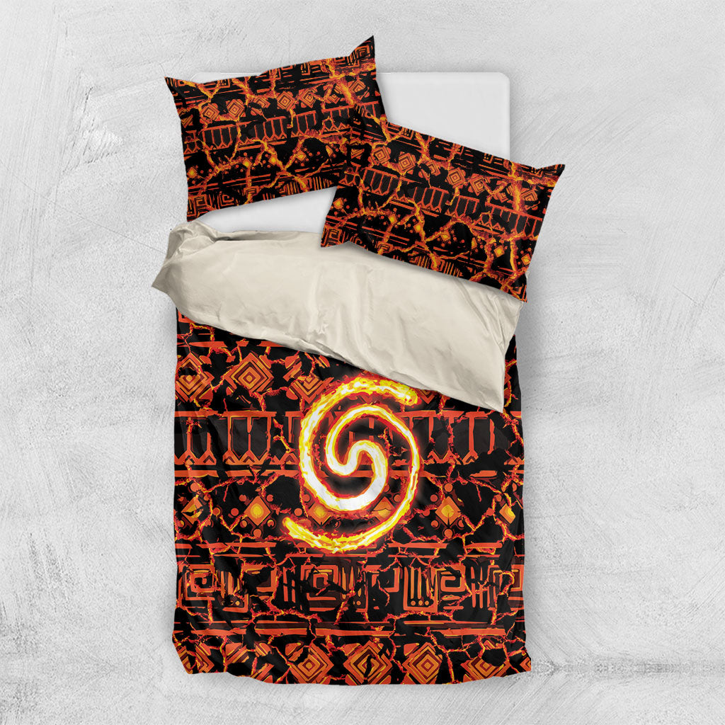 Polynesia Lava Monster Cosplay Bedding Set Fiery Glowing Volcano Crack Pattern DT05 US Twin 172cm x 218cm Red - Polynesian Pride