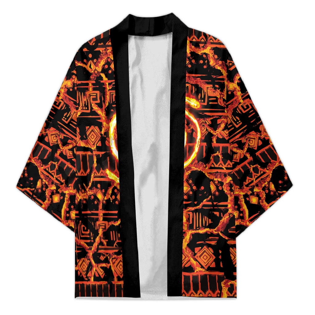 Polynesia Lava Monster Cosplay Kimono Fiery Glowing Volcano Crack Pattern DT05 Unisex Red - Polynesian Pride