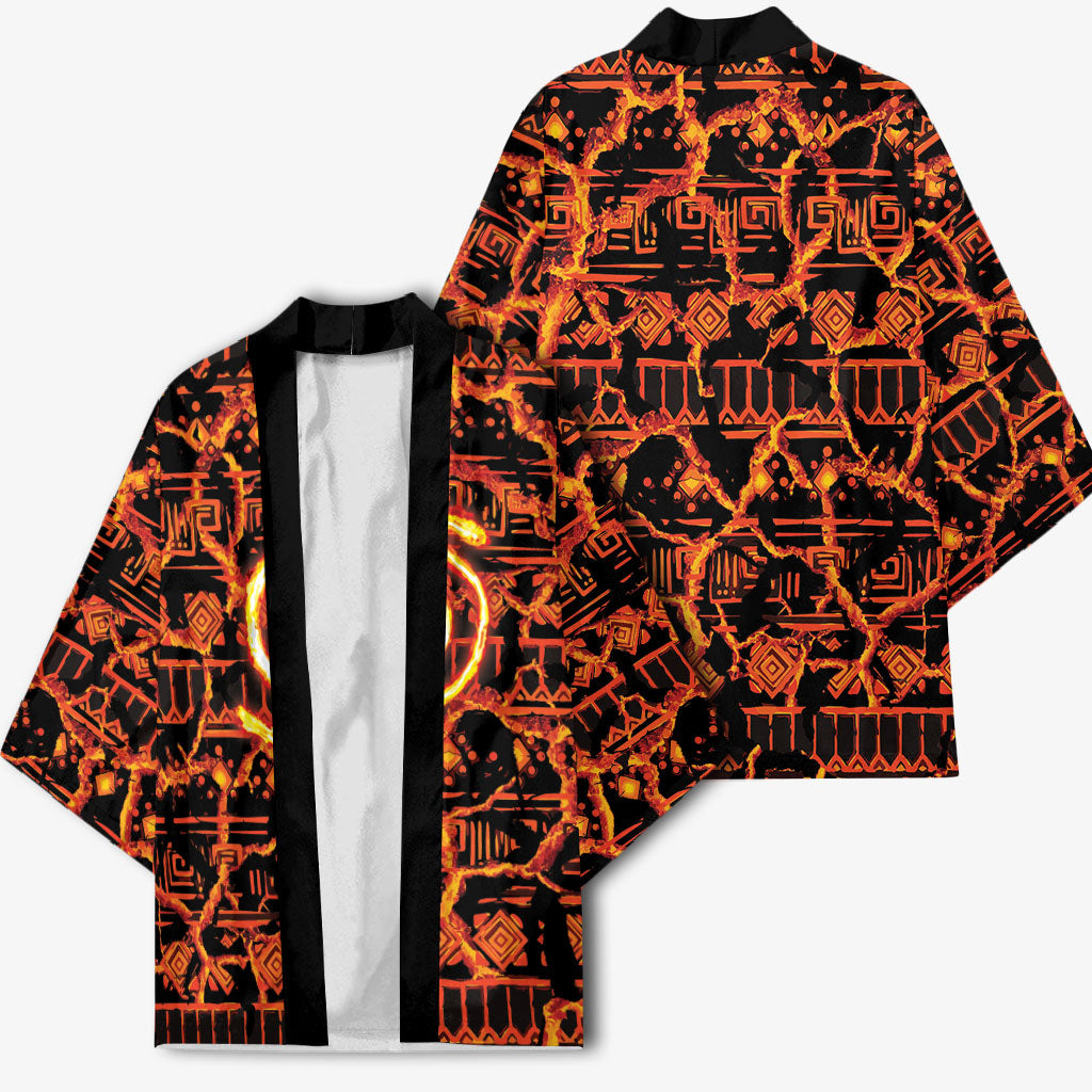 Polynesia Lava Monster Cosplay Kimono Fiery Glowing Volcano Crack Pattern DT05 - Polynesian Pride