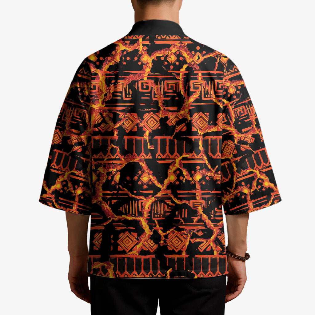 Polynesia Lava Monster Cosplay Kimono Fiery Glowing Volcano Crack Pattern DT05 - Polynesian Pride