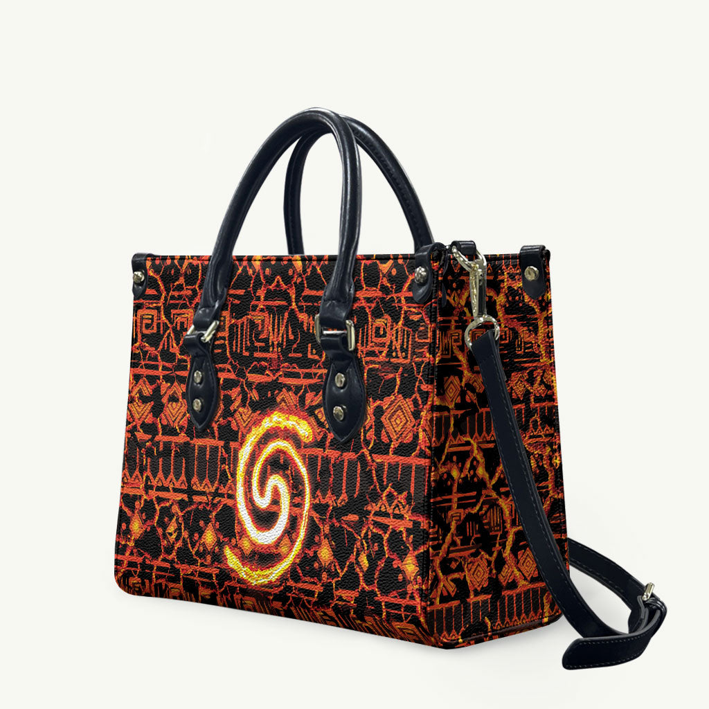 Polynesia Lava Monster Cosplay Leather Bag Fiery Glowing Volcano Crack Pattern DT05 Red - Polynesian Pride