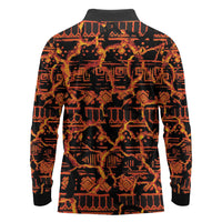 Polynesia Lava Monster Cosplay Long Sleeve Polo Shirt Fiery Glowing Volcano Crack Pattern DT05 - Polynesian Pride