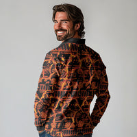 Polynesia Lava Monster Cosplay Long Sleeve Polo Shirt Fiery Glowing Volcano Crack Pattern DT05 - Polynesian Pride