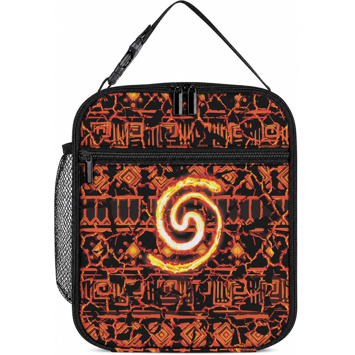 Polynesia Lava Monster Cosplay Lunch Bag Fiery Glowing Volcano Crack Pattern DT05 10.2 × 8.3 × 4.3 inch Red - Polynesian Pride