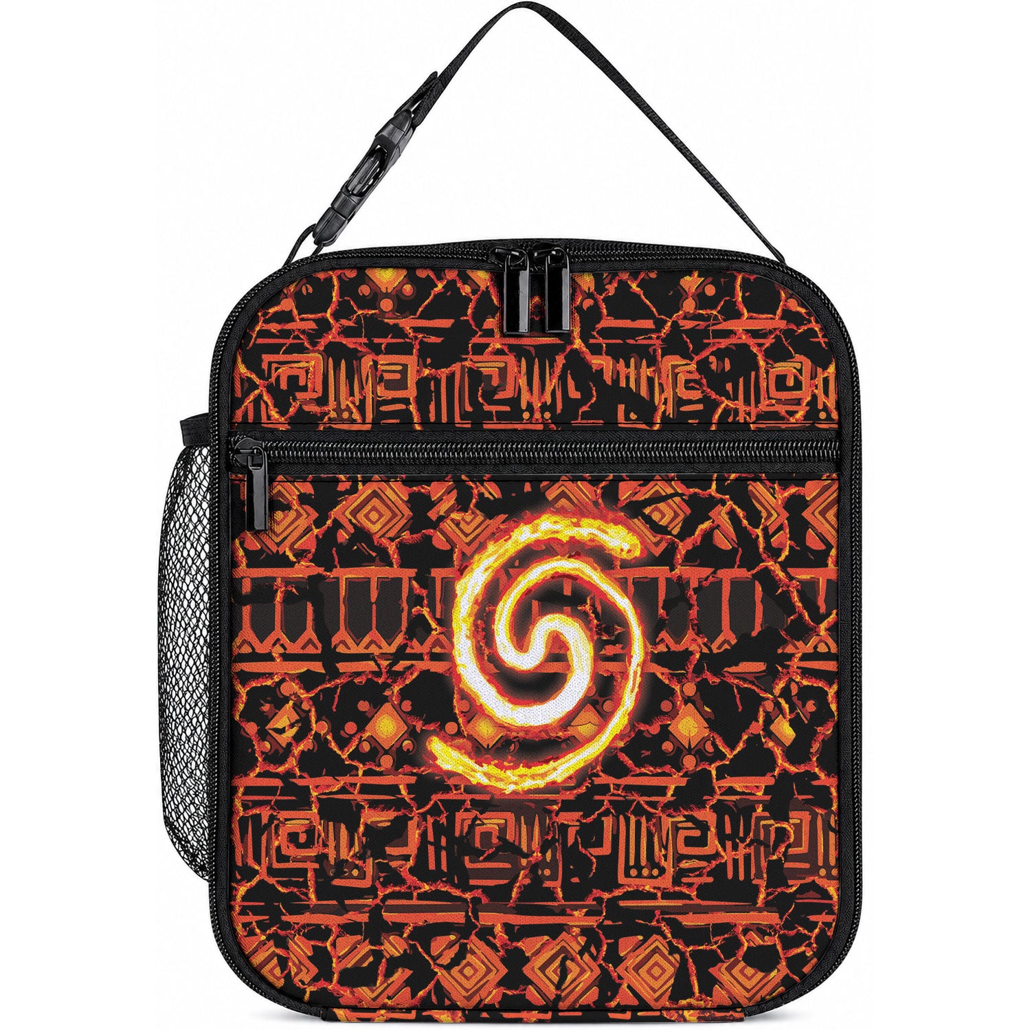 Polynesia Lava Monster Cosplay Lunch Bag Fiery Glowing Volcano Crack Pattern DT05 10.2 × 8.3 × 4.3 inch Red - Polynesian Pride