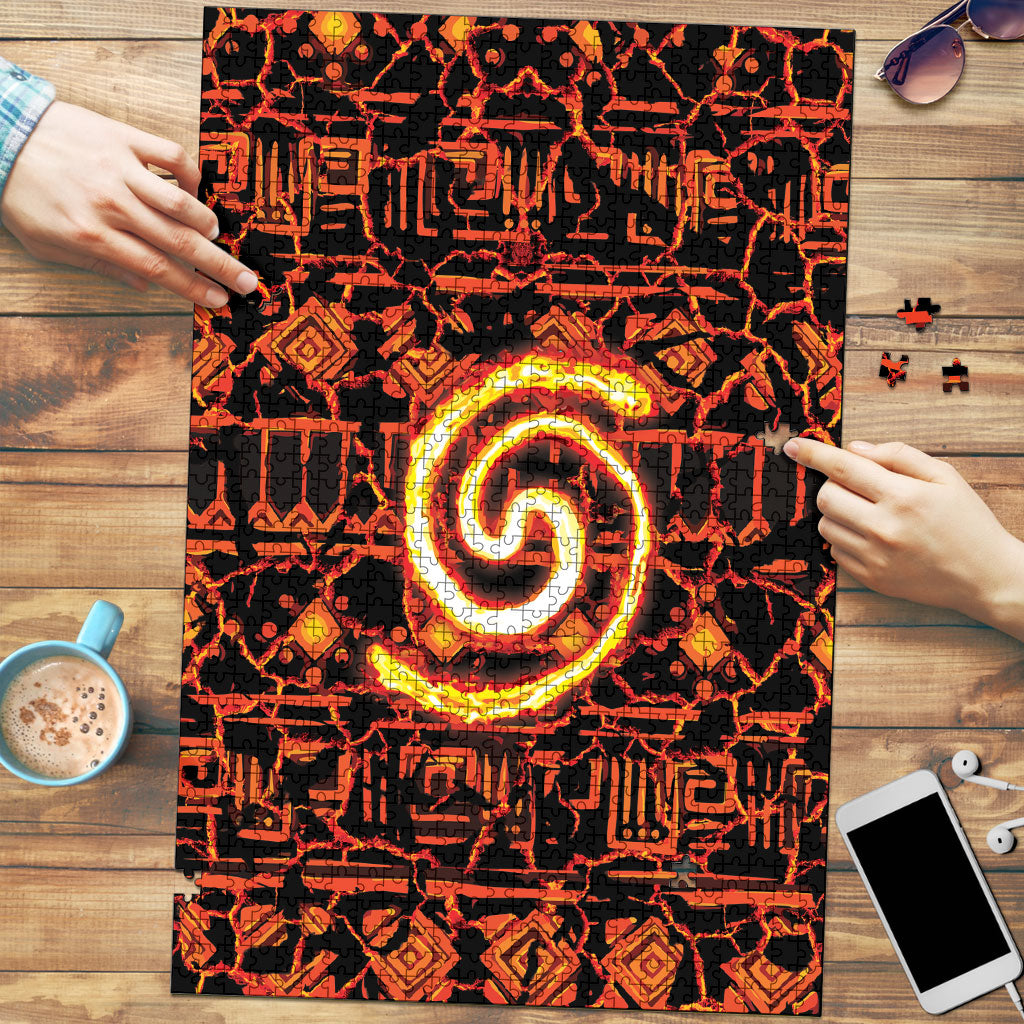 Polynesia Lava Monster Cosplay Puzzle Fiery Glowing Volcano Crack Pattern DT05 Red - Polynesian Pride