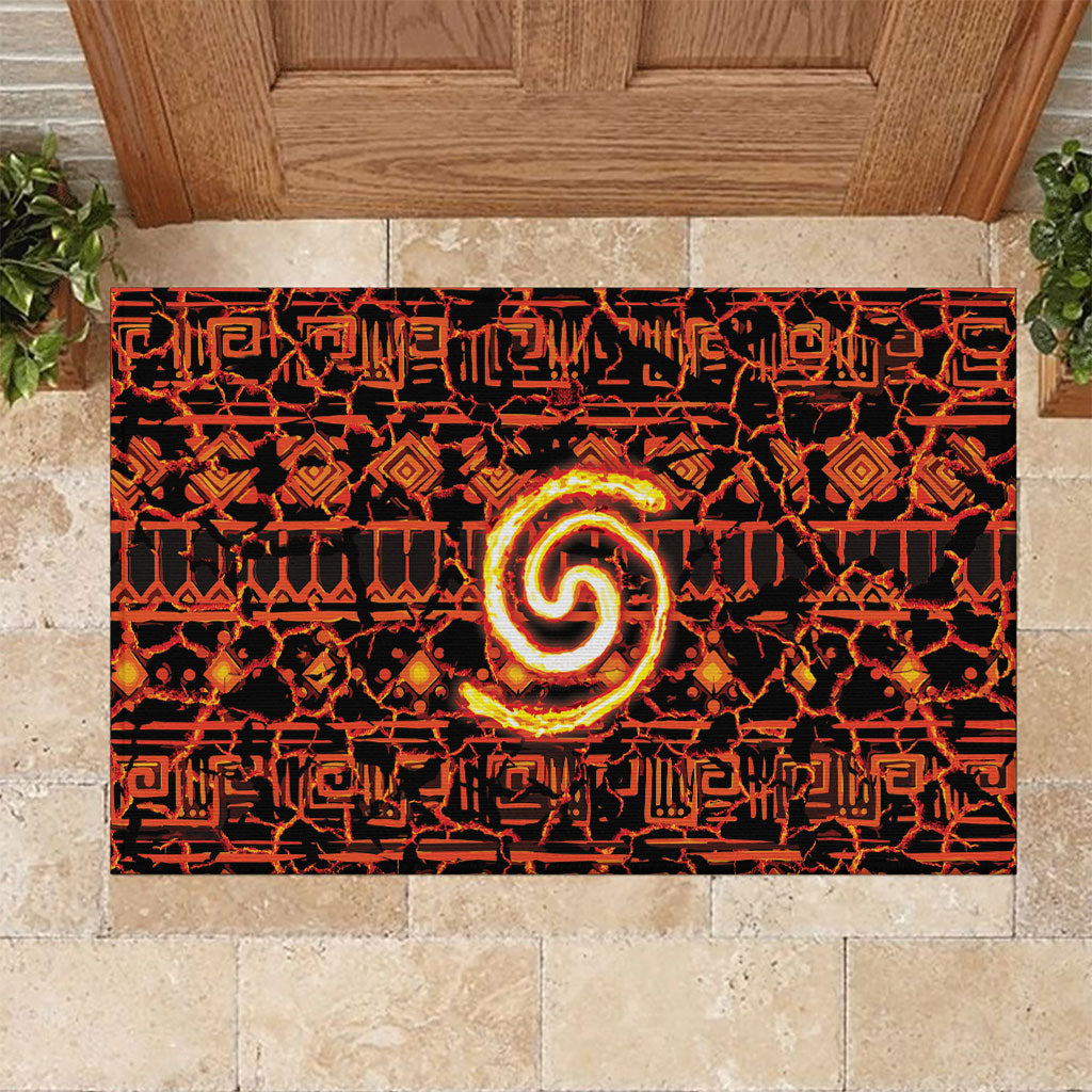 Polynesia Lava Monster Cosplay Rubber Doormat Fiery Glowing Volcano Crack Pattern DT05 Red - Polynesian Pride