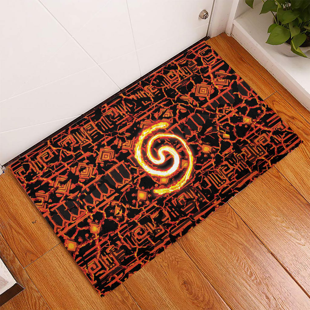 Polynesia Lava Monster Cosplay Rubber Doormat Fiery Glowing Volcano Crack Pattern DT05 - Polynesian Pride