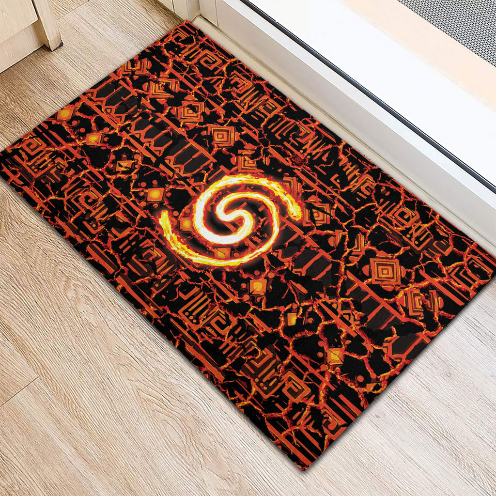 Polynesia Lava Monster Cosplay Rubber Doormat Fiery Glowing Volcano Crack Pattern DT05 - Polynesian Pride