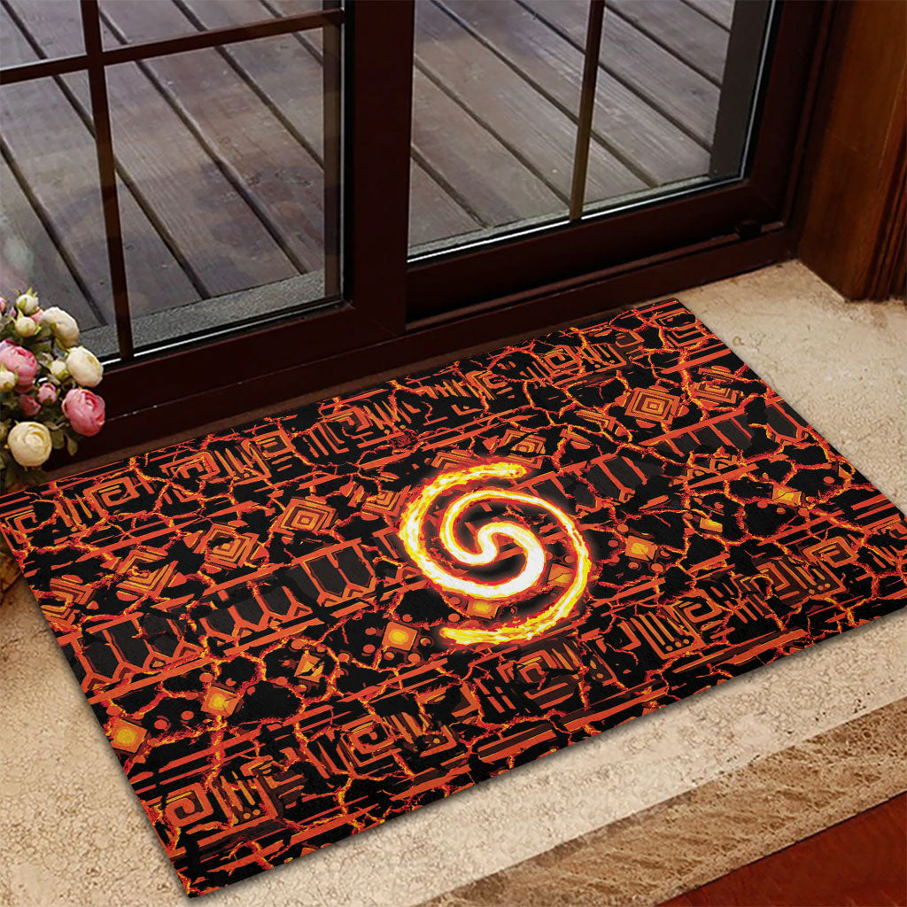 Polynesia Lava Monster Cosplay Rubber Doormat Fiery Glowing Volcano Crack Pattern DT05 - Polynesian Pride