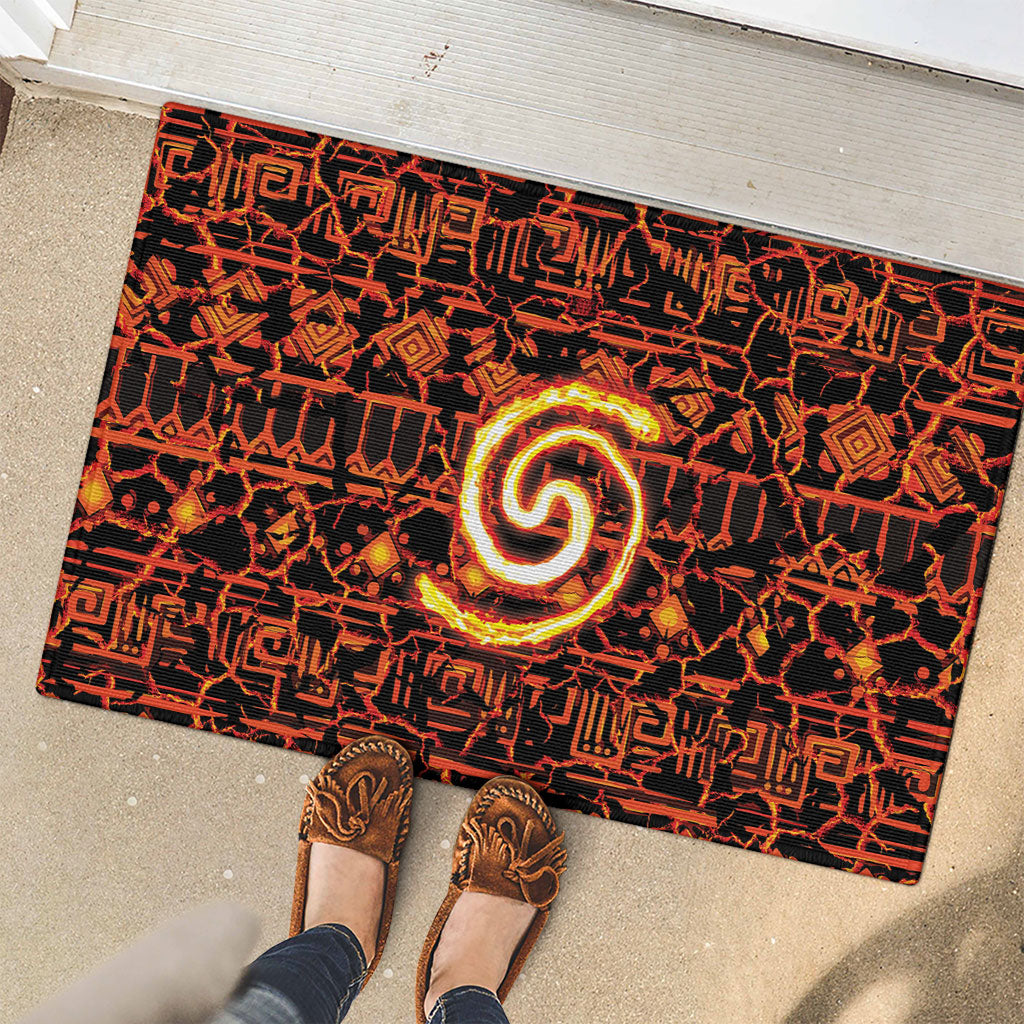 Polynesia Lava Monster Cosplay Rubber Doormat Fiery Glowing Volcano Crack Pattern DT05 - Polynesian Pride
