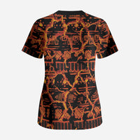 Polynesia Lava Monster Cosplay Scrub Top Fiery Glowing Volcano Crack Pattern DT05 - Polynesian Pride