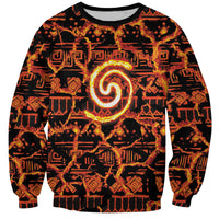 Polynesia Lava Monster Cosplay Sweatshirt Fiery Glowing Volcano Crack Pattern DT05 Unisex Red - Polynesian Pride