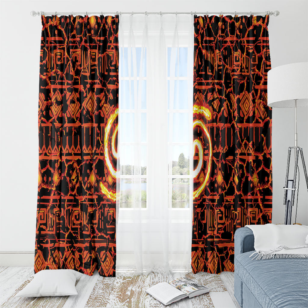 Polynesia Lava Monster Cosplay Window Curtain Fiery Glowing Volcano Crack Pattern DT05 - Polynesian Pride