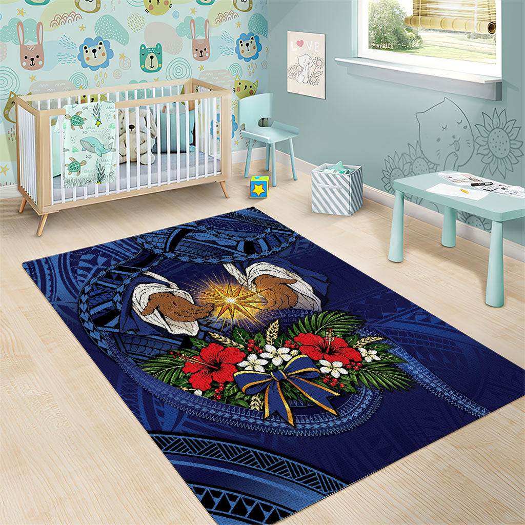 Samoa Manuia Le Kerisimasi Area Rug Jesus Hands Bethlehem Star Hibiscus DT05 - Polynesian Pride